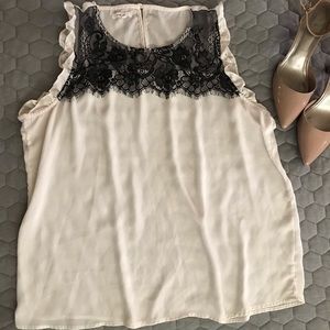 Maurices white and black lace blouse XXL